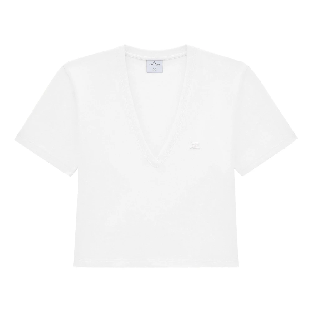 Courrèges Stilren Cropped T-shirt White, Dam