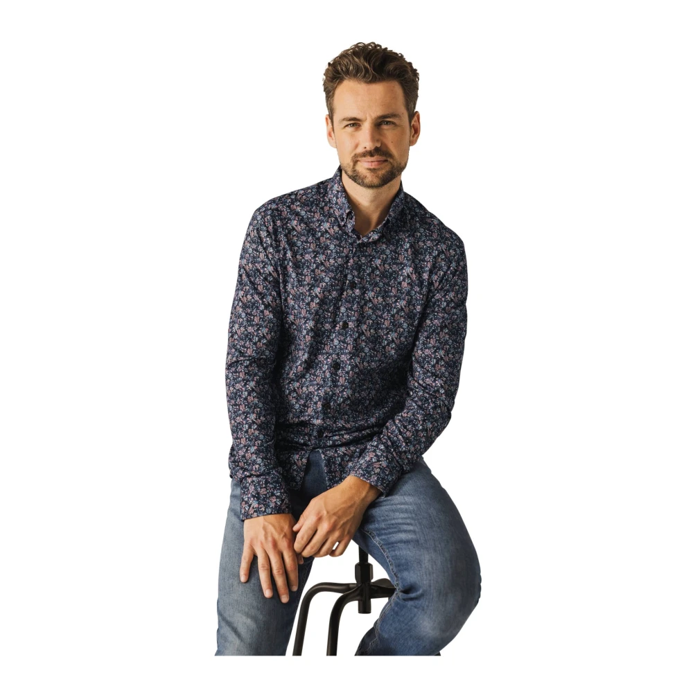 State of Art Casual Donkerblauw Overhemd Blue Heren