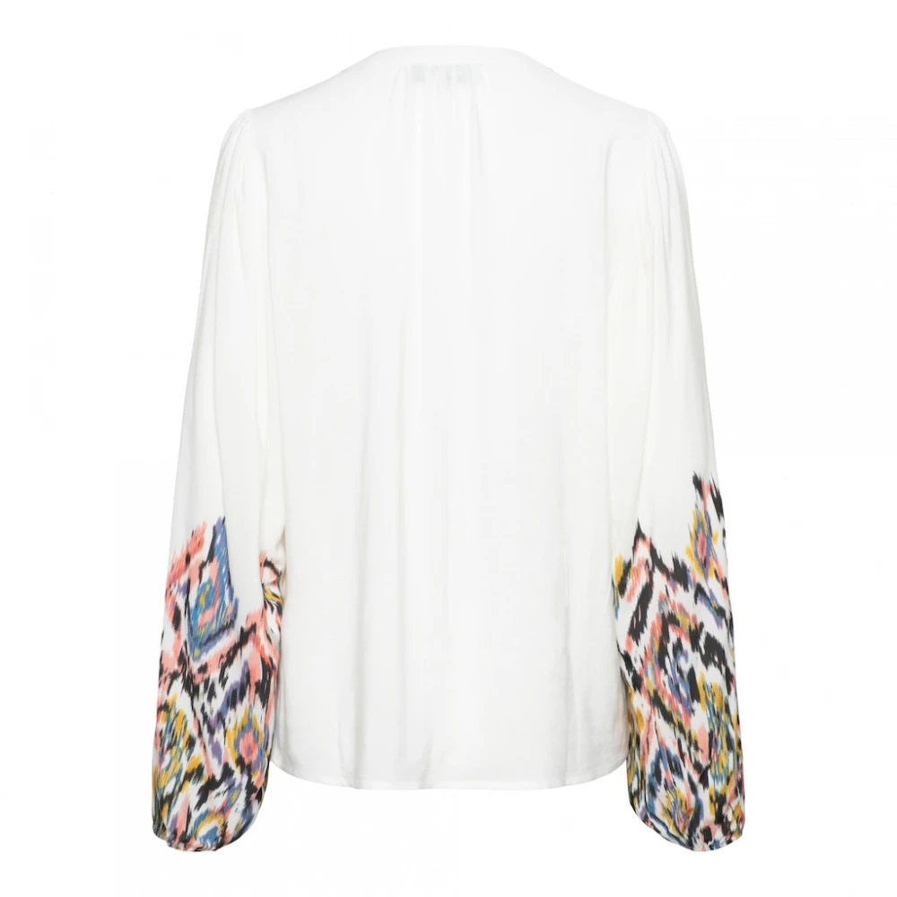 &Co Woman Bloes met lange mouwen en V-hals White Dames