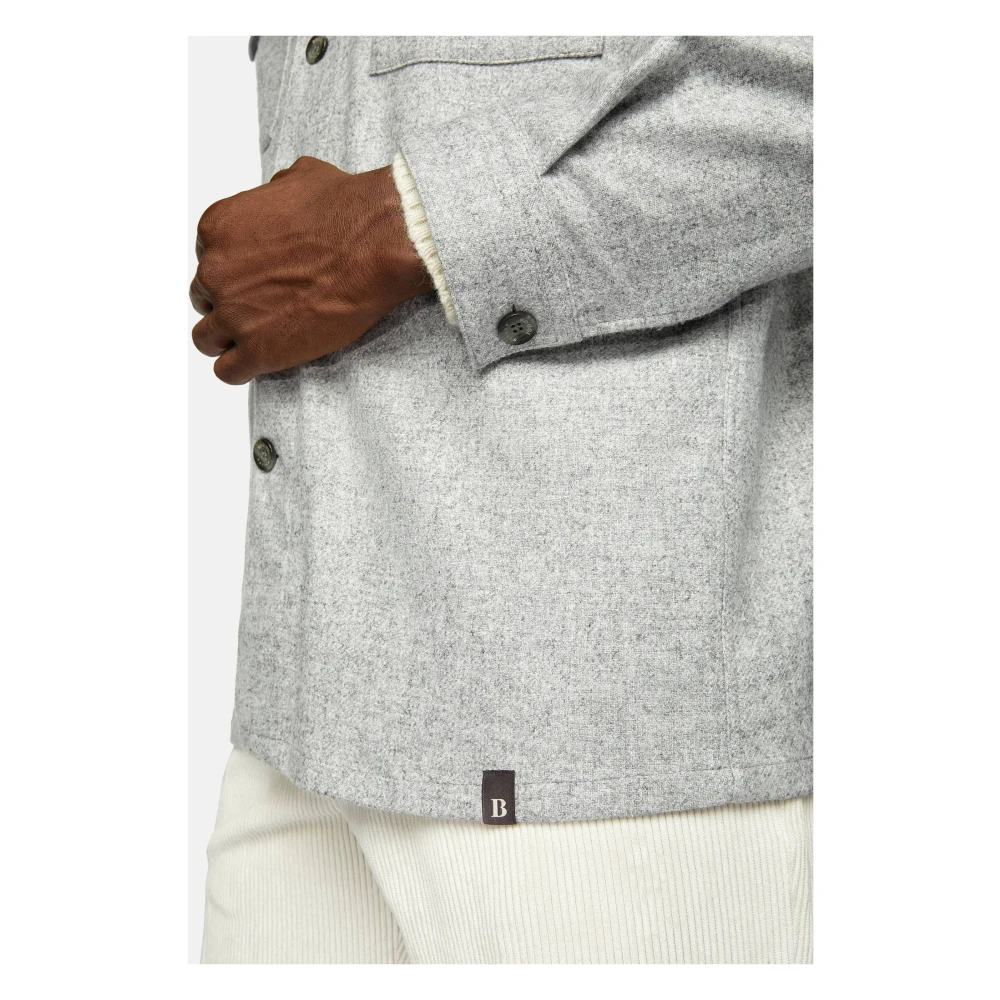Boggi Milano Wol en Tencel Camp Overshirt Gray Heren