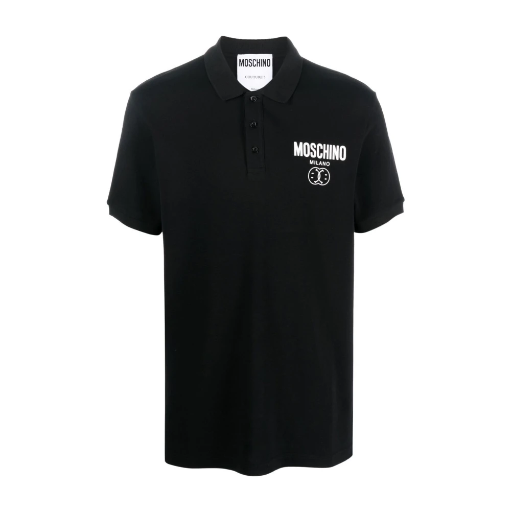 Moschino Zwart Polo Shirt met Logo Print Black Heren
