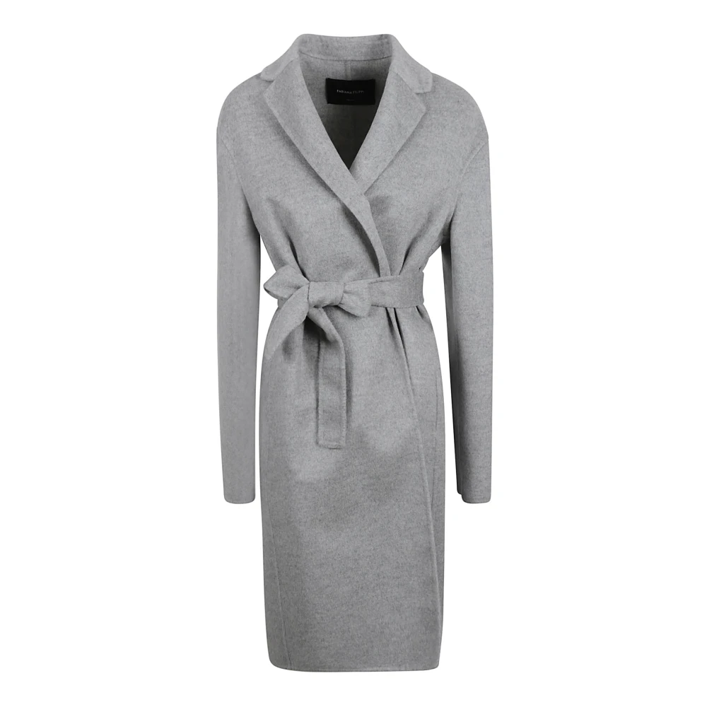 Fabiana Filippi Wol Kasjmier Basic Topcoat met Zelfriem Gray Dames