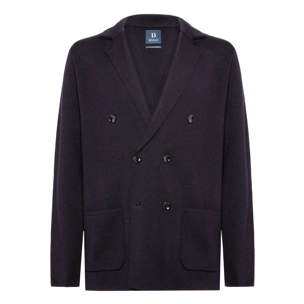 Boggi Milano Merino wollen dubbelzijdig jasje 12Gg Blue Heren