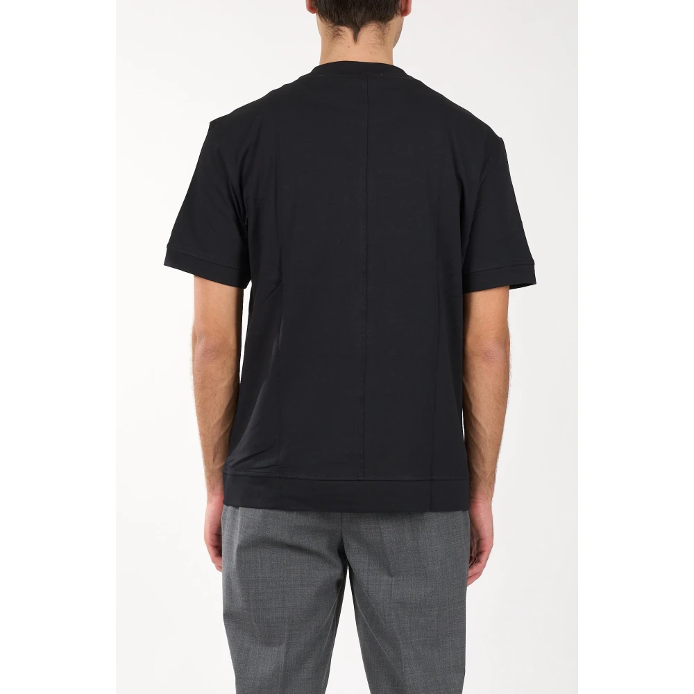 Paolo Pecora Katoenen T-shirt met ronde hals Black Heren