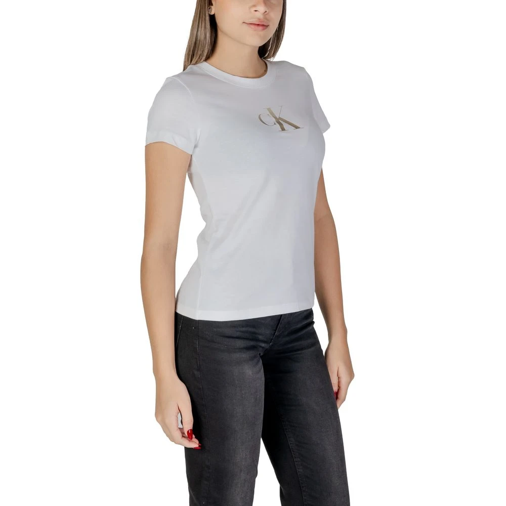 Calvin Klein Jeans Wit Katoenen Dames T-Shirt Lente Zomer White Dames