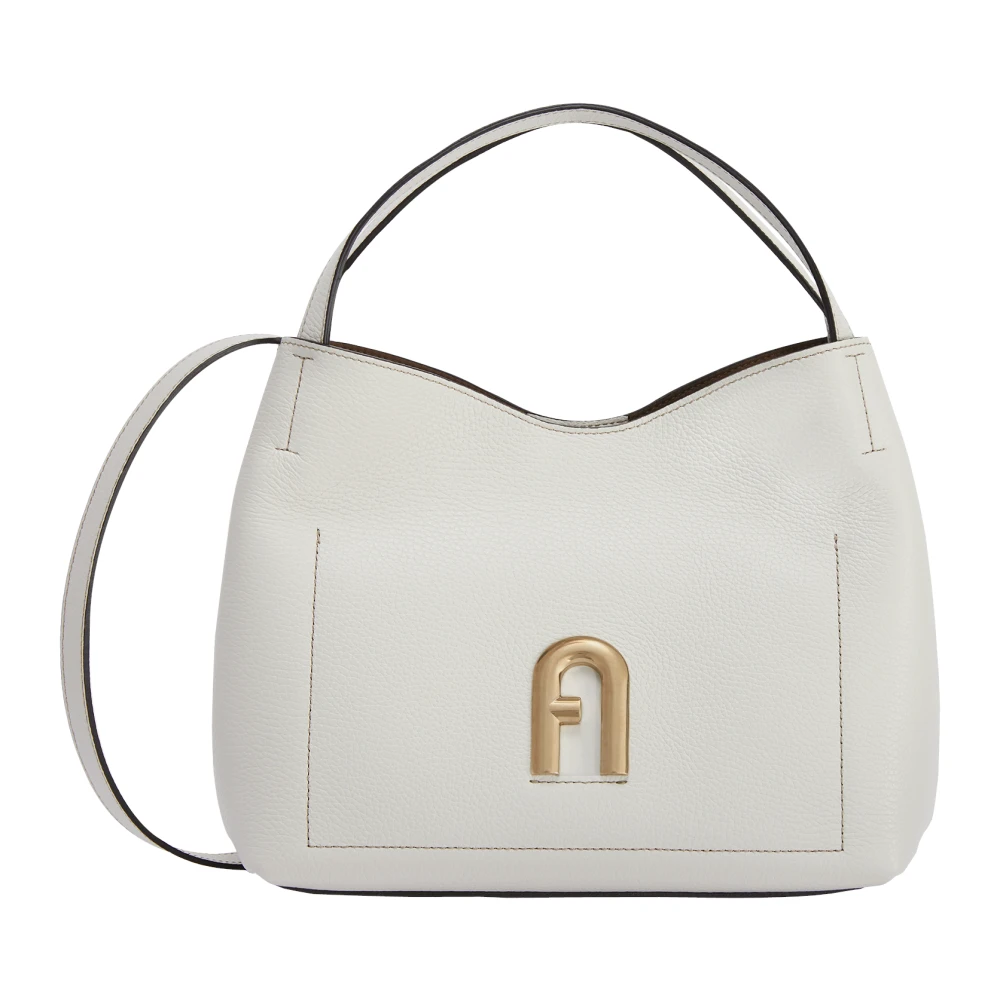 Furla Sofistikerad Slouchy Läder Axelväska Beige, Dam