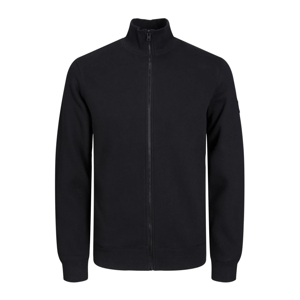 Jack & jones vest opstaande kraag zwart rits effen katoen