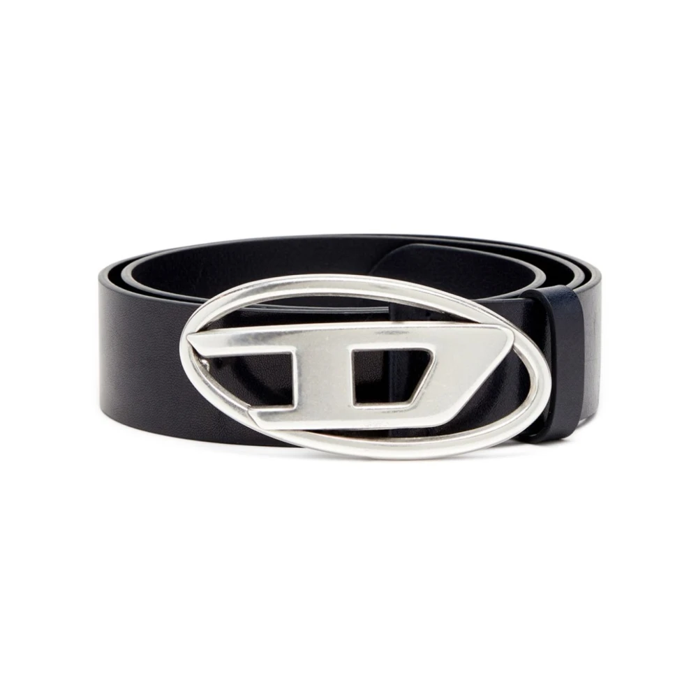 Diesel Leren riem Ovaal D Logo B-1Dr Black Unisex