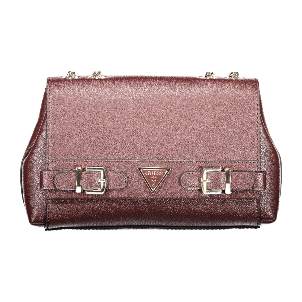 Guess Bruine Eco Leren Ketting Schoudertas Brown Dames
