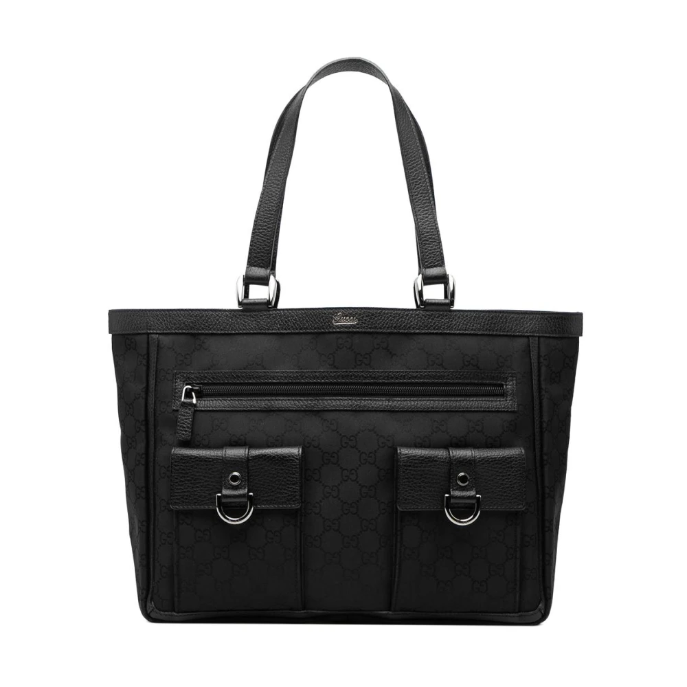 Gucci Vintage Women's Black Pre-Owned Structured Tote Bag