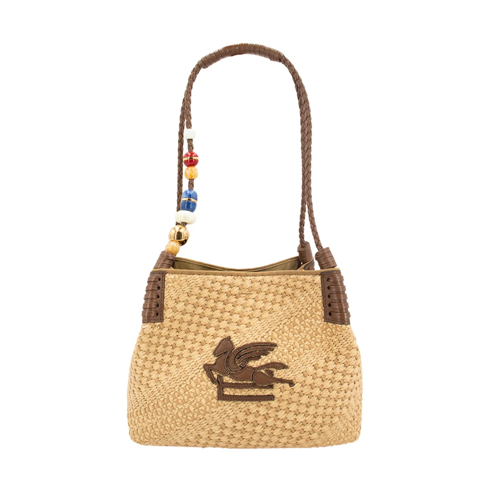 Etro Women's Brown Woven Straw Shoulder Bag - Shoulder Bags - One Size - Bags