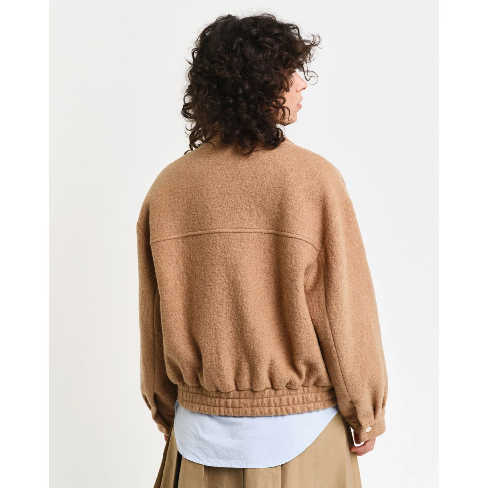 Gant Beige Wool Harrington Jas Buitenkleding Beige Dames