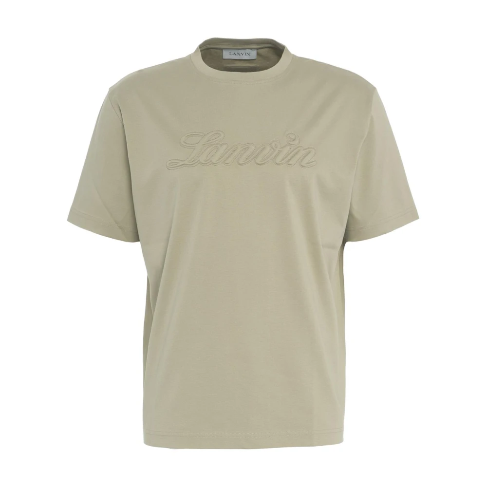 Lanvin Olijf T-shirt Geribbelde Kraag Ronde Hals Green Heren