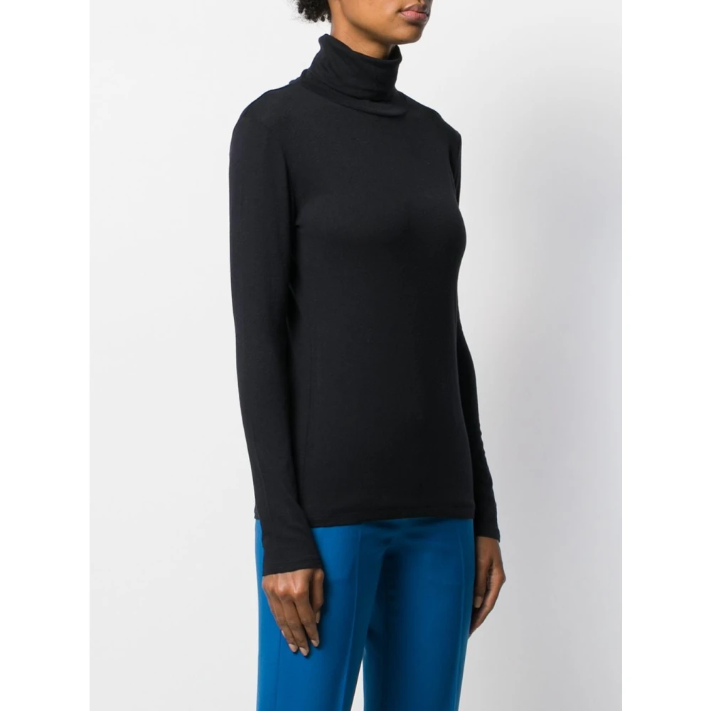 majestic filatures Navy Blue Roll Neck Sweater Blue Dames
