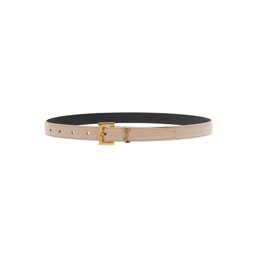 Saint Laurent Women's Beige Belts, 95 Cm, Cassandre Thin Belt