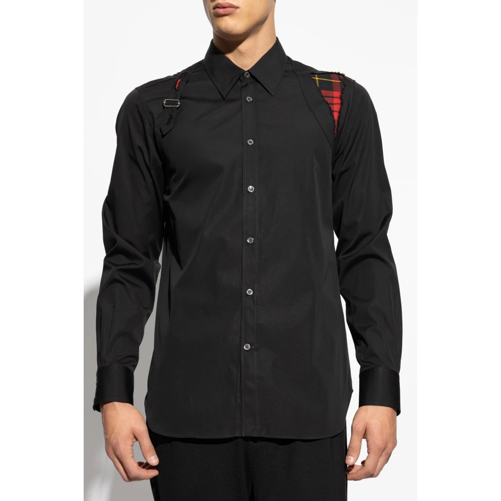 alexander mcqueen Shirt met ruwe afwerking Black Heren