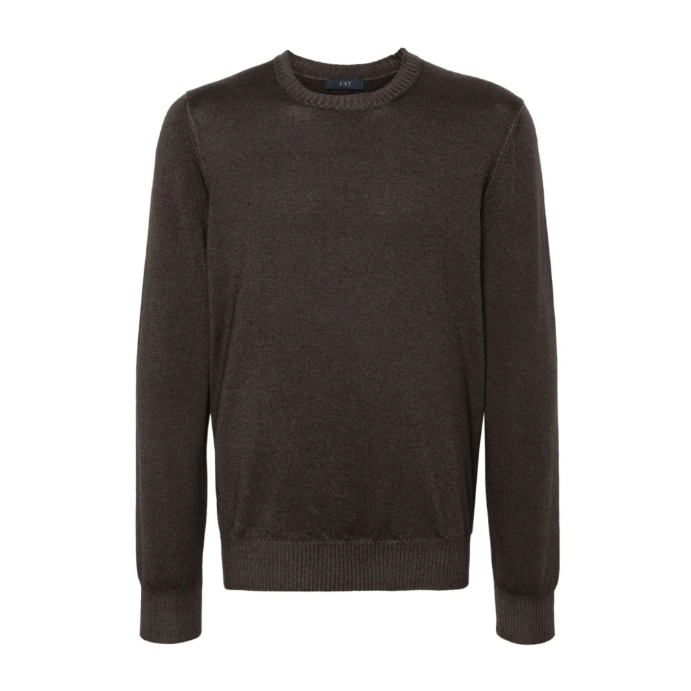 Fay Koffiebruine Wollen Trui Gray Heren