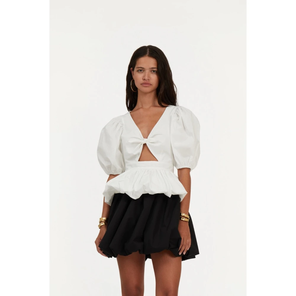 Rotate Birger Christensen Witte Puff Sleeve Bubble Top White Dames