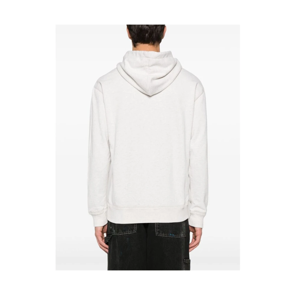 Isabel marant Ecru Jersey Hoodie met Flocked Logo Beige Heren