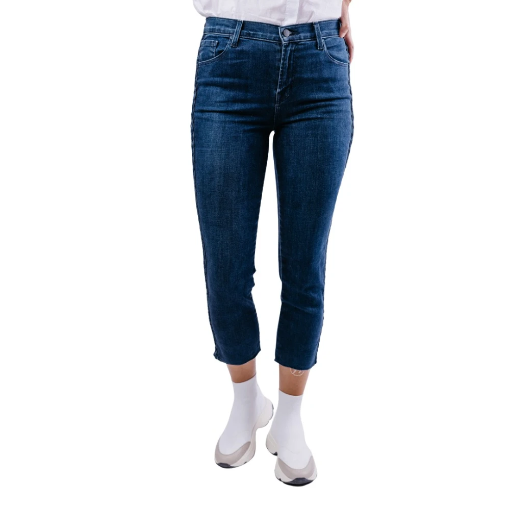 J Brand Slim Cropped Jeans met Gevlochten Afwerkingen Blue Dames