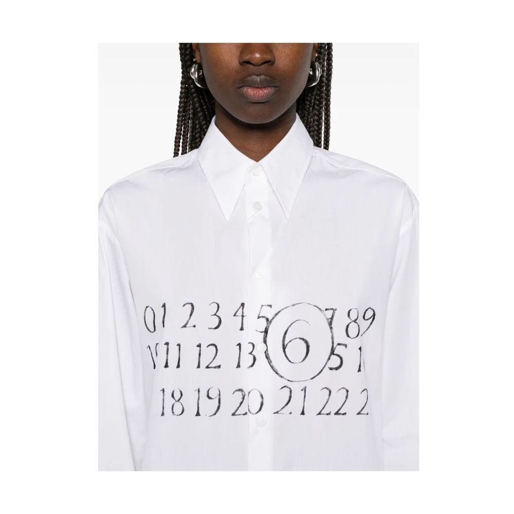 MM6 Maison Margiela Wit overhemd met geknoopte manchetten White Dames