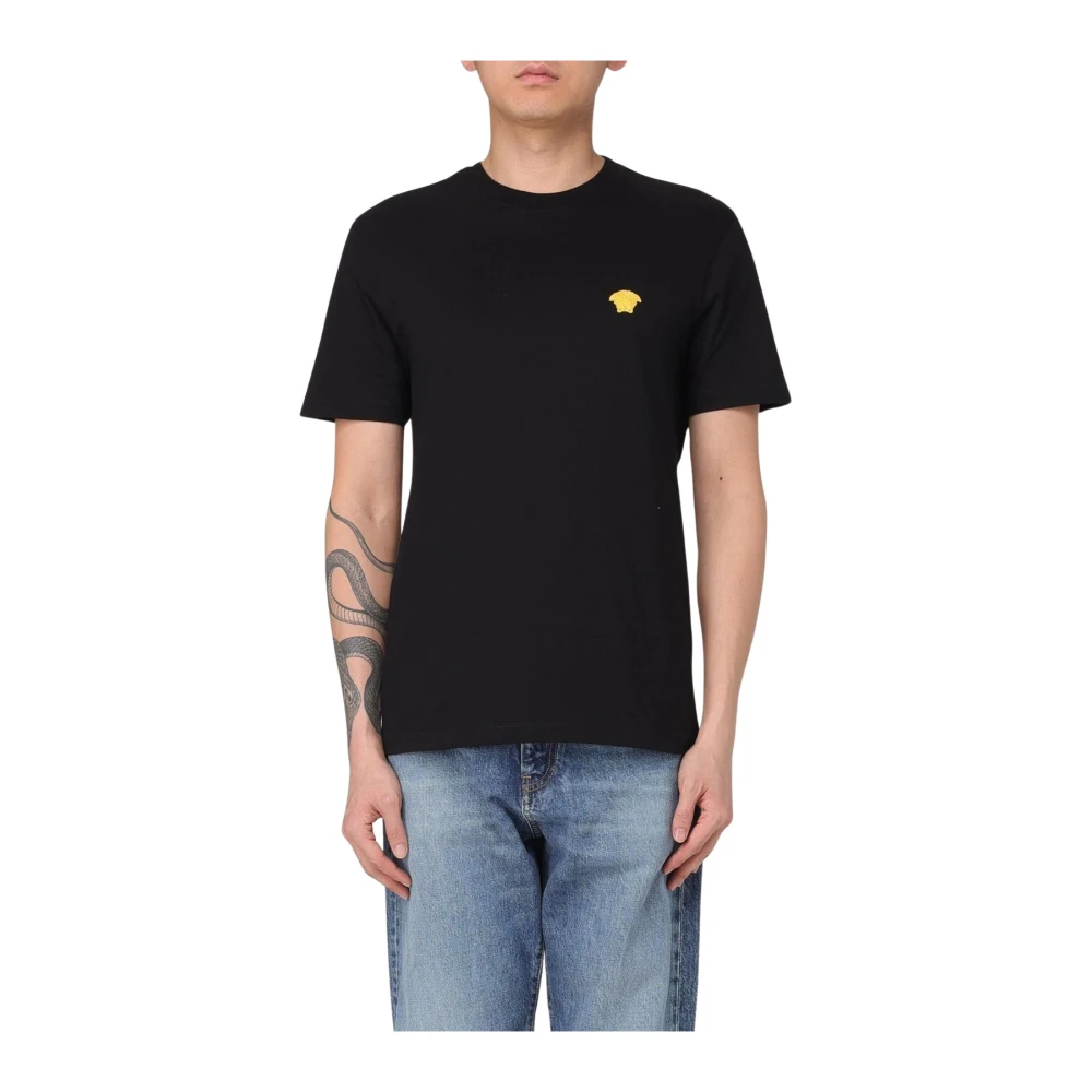 Versace , T-Shirts, Male, Black, S, Medusa Logo Short Sleeve Tee