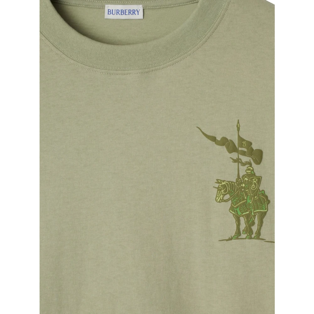 Burberry Groene T-shirt met Equestrian Knight Design Green Heren