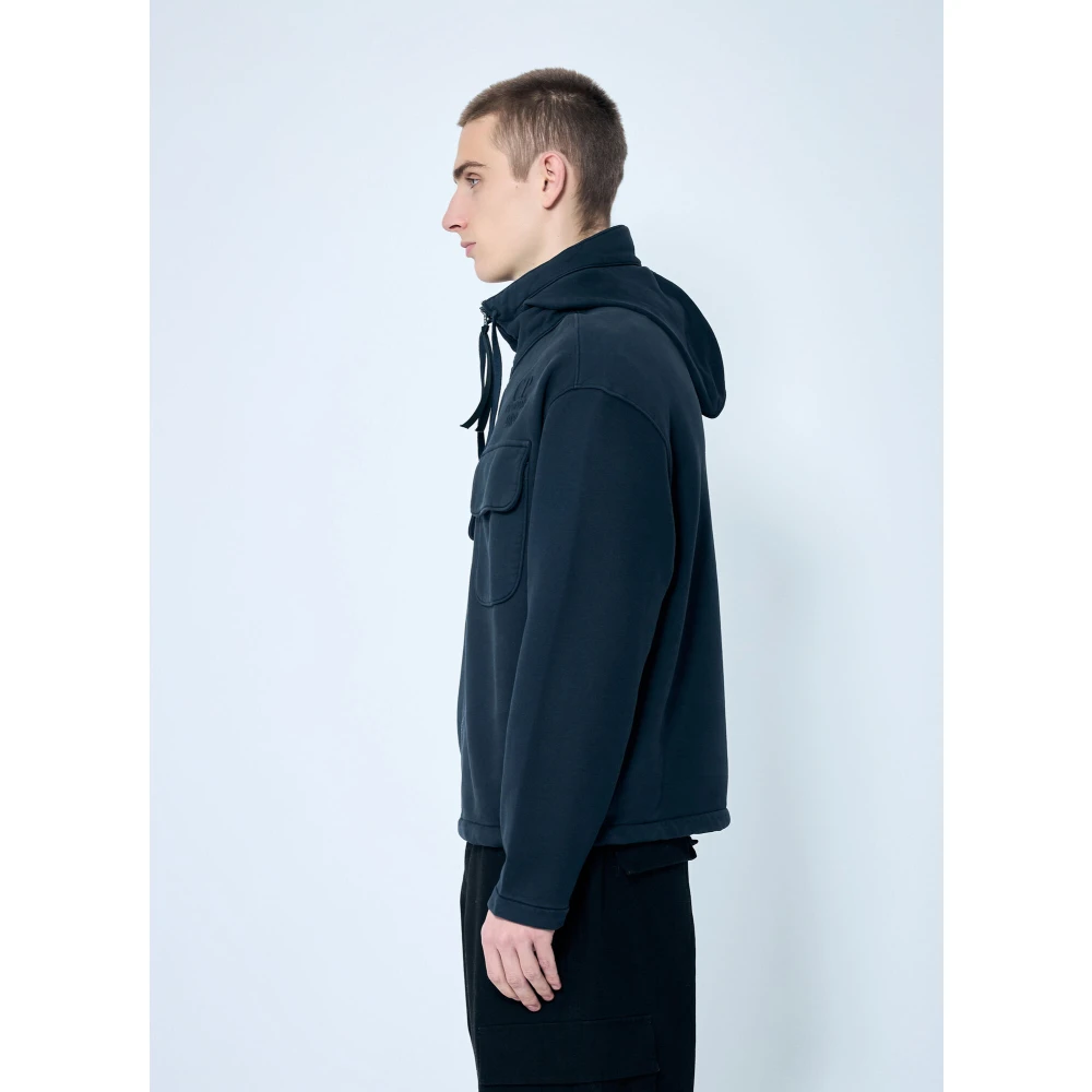 C.P. Company Geborduurde hoodie met zakken Black Heren
