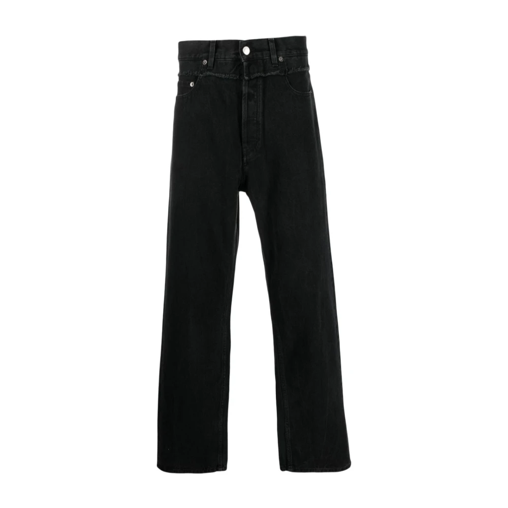 Ambush Men's Black Frayed-Trim Loose Jeans W31