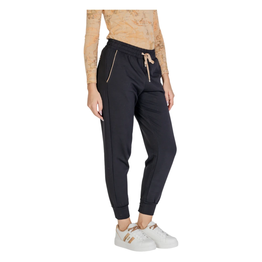 Alviero Martini 1a Classe Zwarte Kant-Vastgemaakte Katoen-Lycra Broek Black Dames