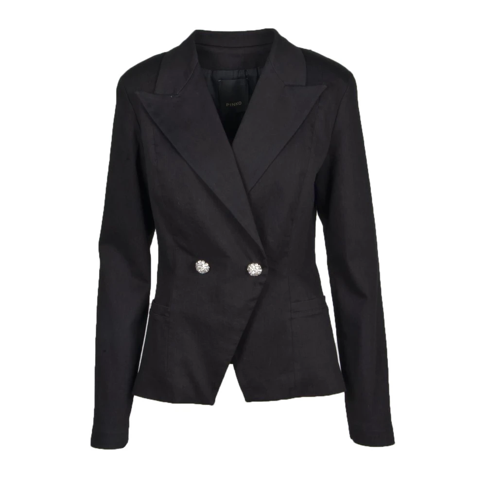 Pinko Zwarte Blazer met Reverskraag Black Dames