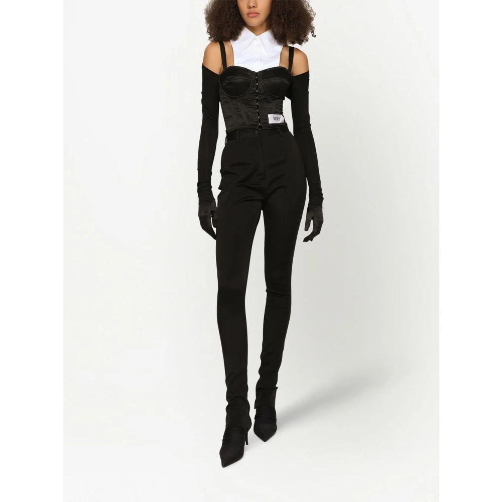 Dolce & Gabbana Zwarte high-waisted skinny-fit broek Black Dames
