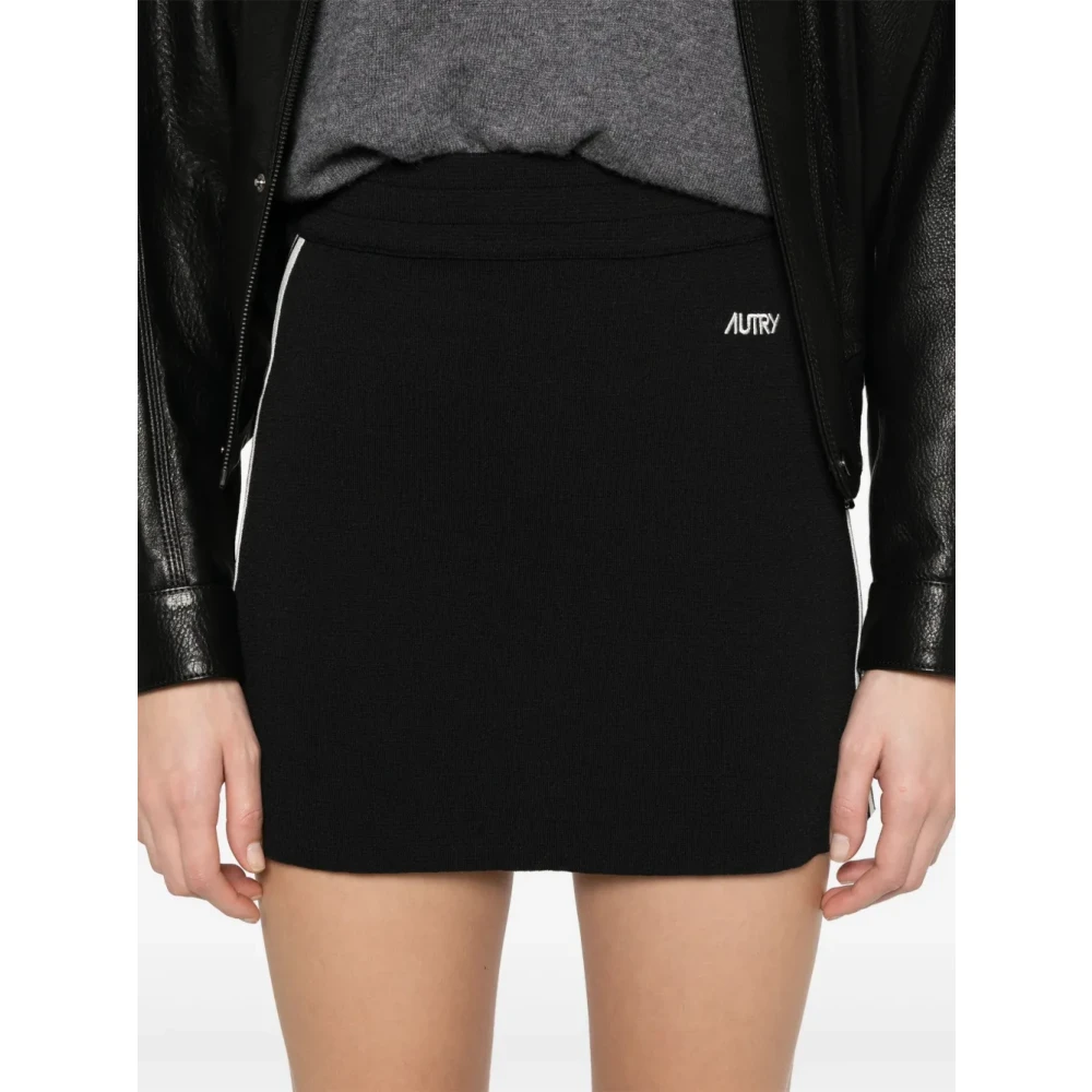Autry Zwarte technische stoffen rok met logo Black Dames