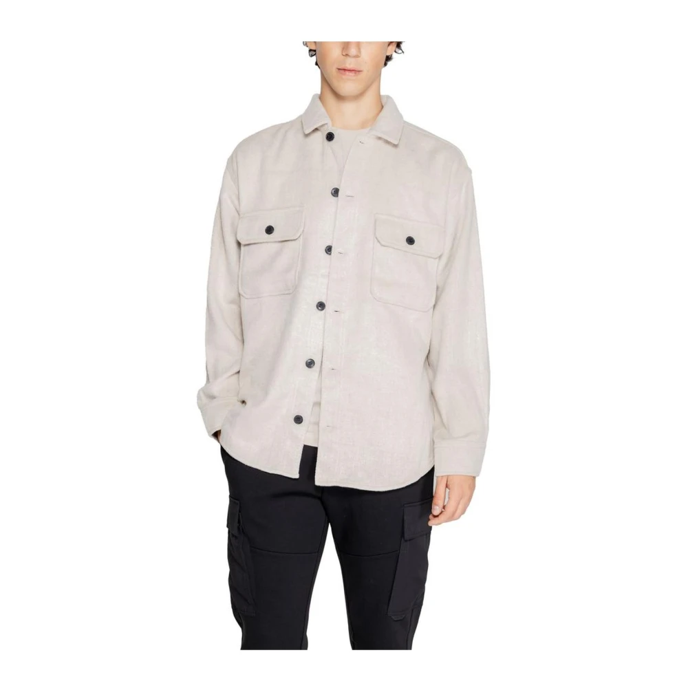 jack & jones Beige Wollen Blend Jas Herfst Winter Collectie Beige Heren