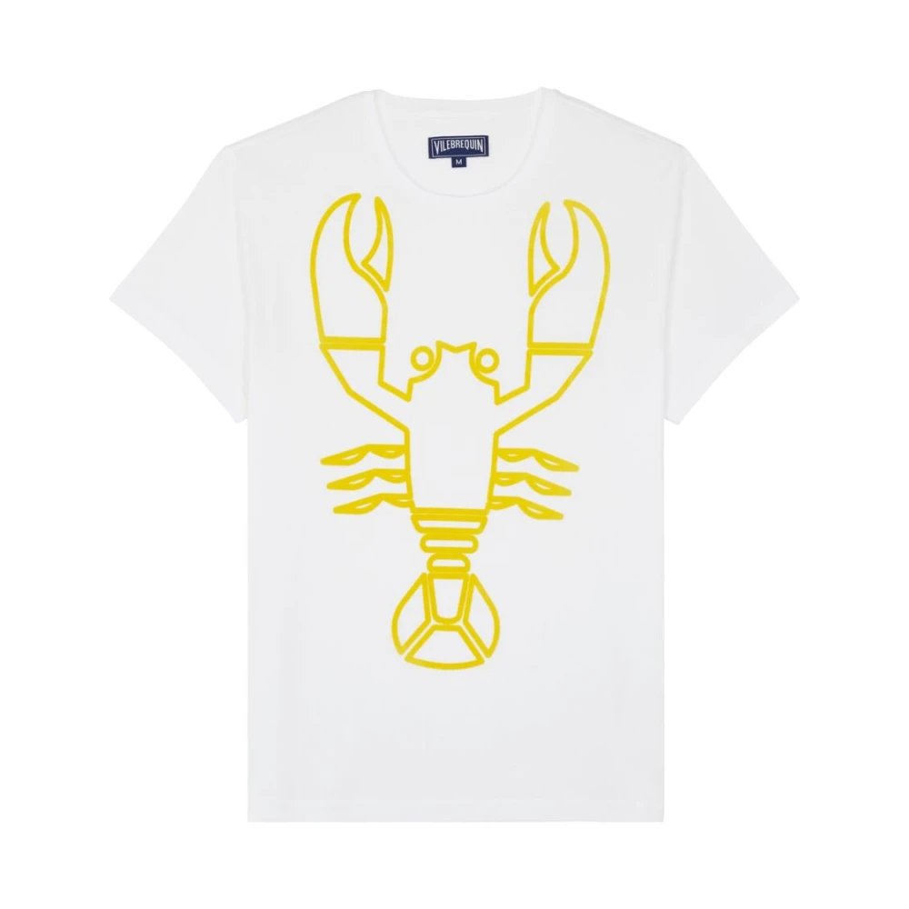 Vilebrequin Heren Kreeft Print Biologisch Katoen T-Shirt White Heren