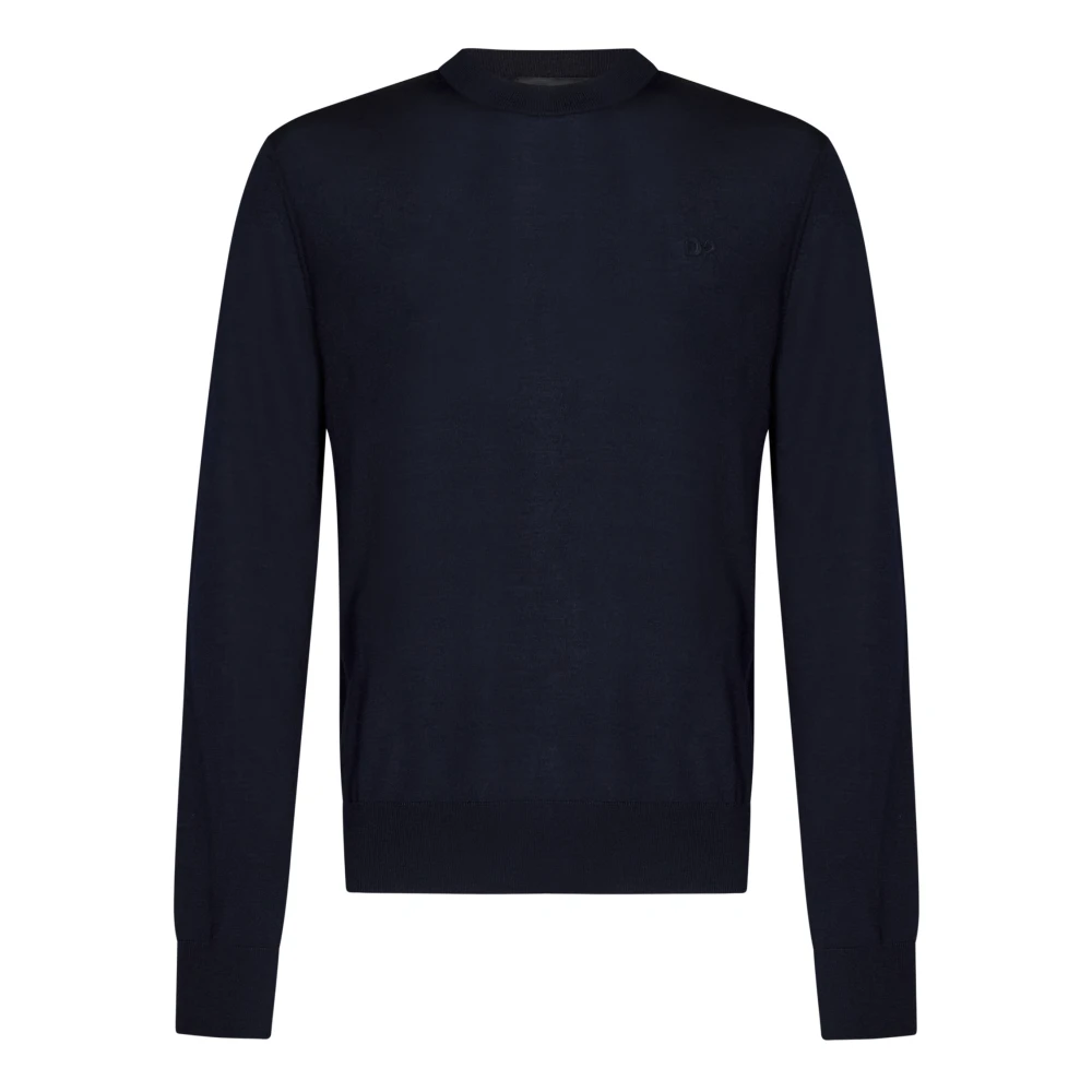 Dsquared2 Blauwe Wol Crewneck Sweater Aw24 Blue Heren