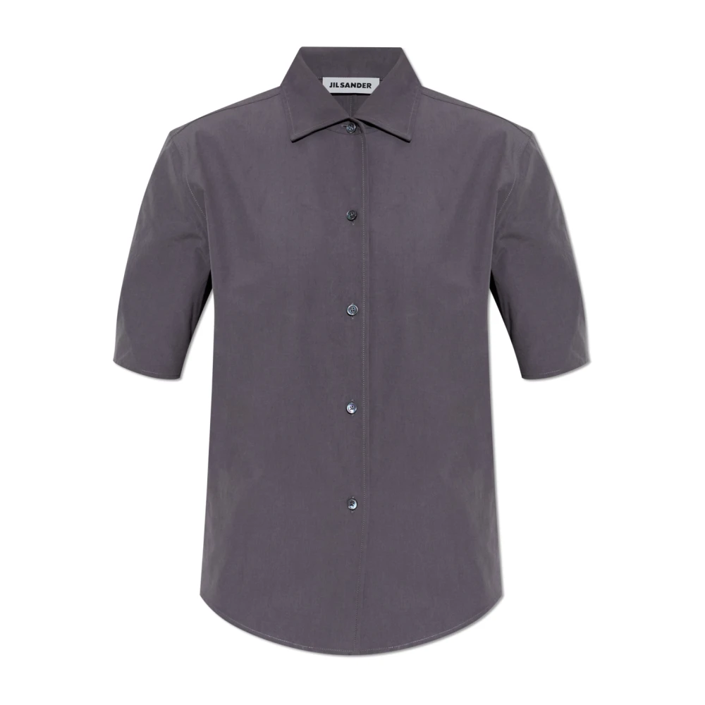 Jil Sander Vrouw Grijs Overhemden Dames, M, Katoen, Shirt Met Korte Mouwen