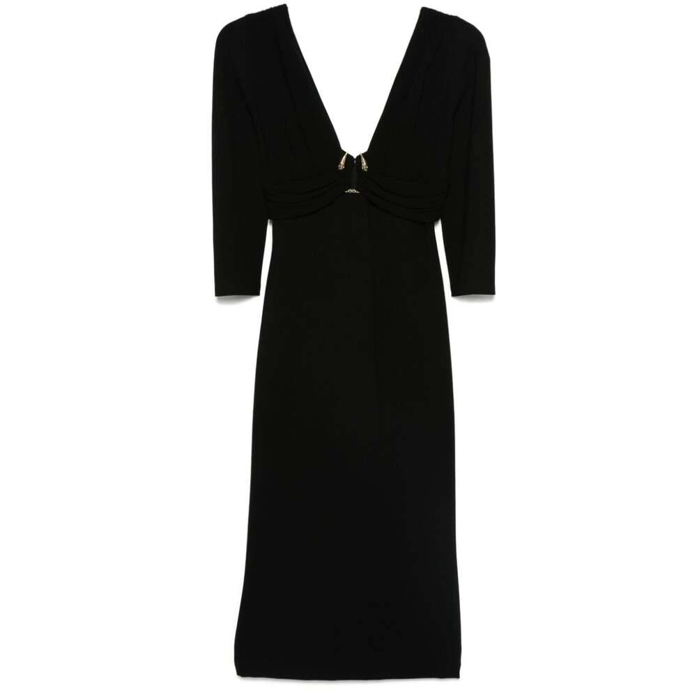 Roberto Cavalli Zwarte jurk in plunjstijl met klauwdetail Black Dames