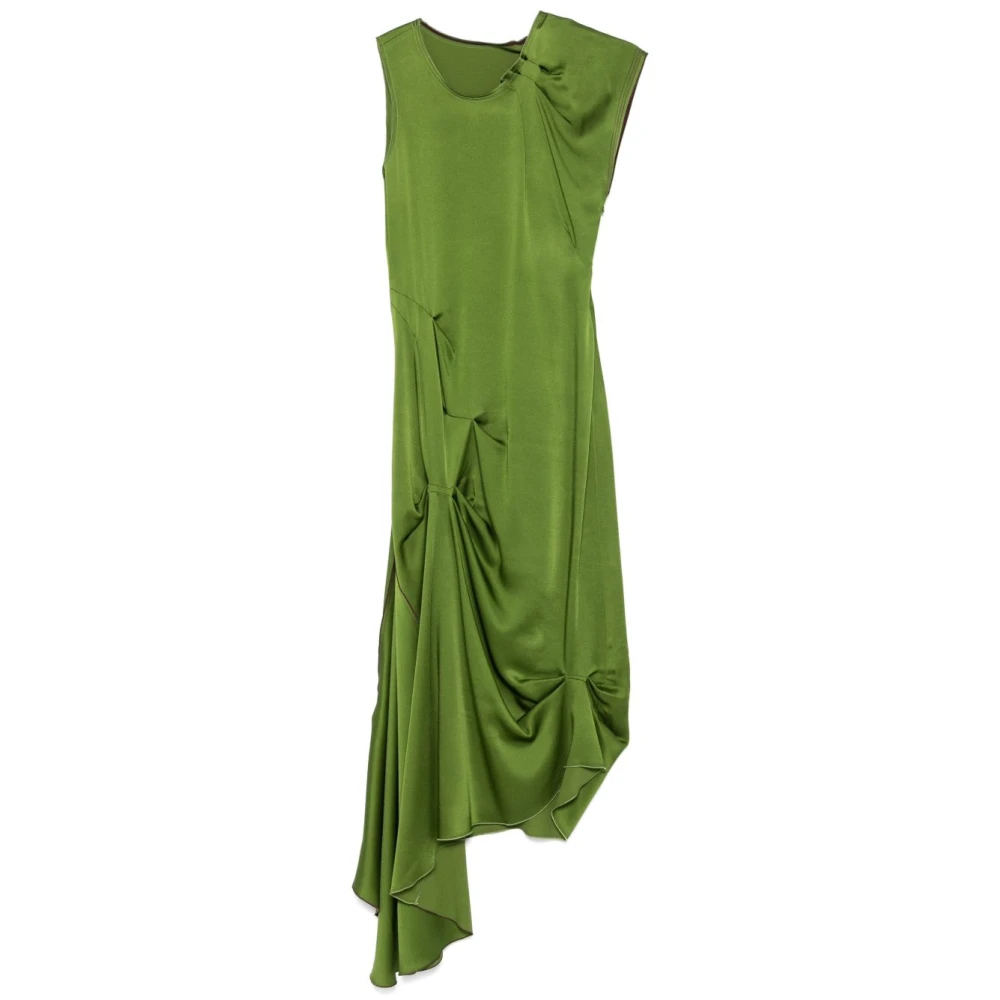 Victoria Beckham Groene Asymmetrische Jurk Green Dames