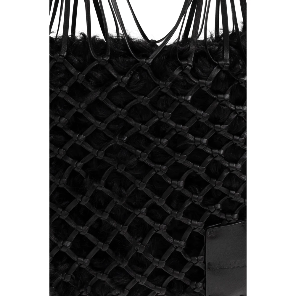 Jil Sander Leren Schoudertas Black Dames