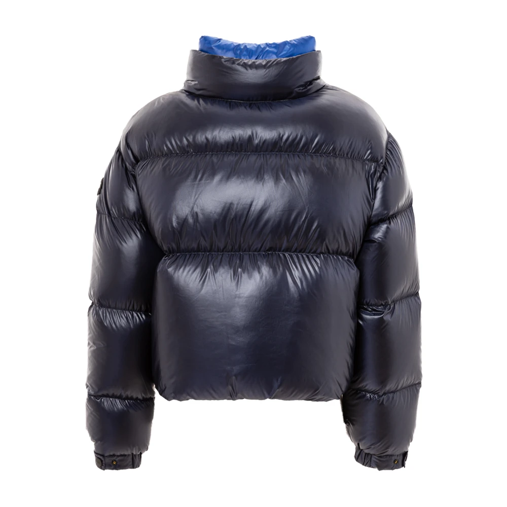 add Korte gewatteerde jas met contrastkraag Blue Dames