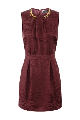 Jacquard Lettering Mini Dress med Halsduk