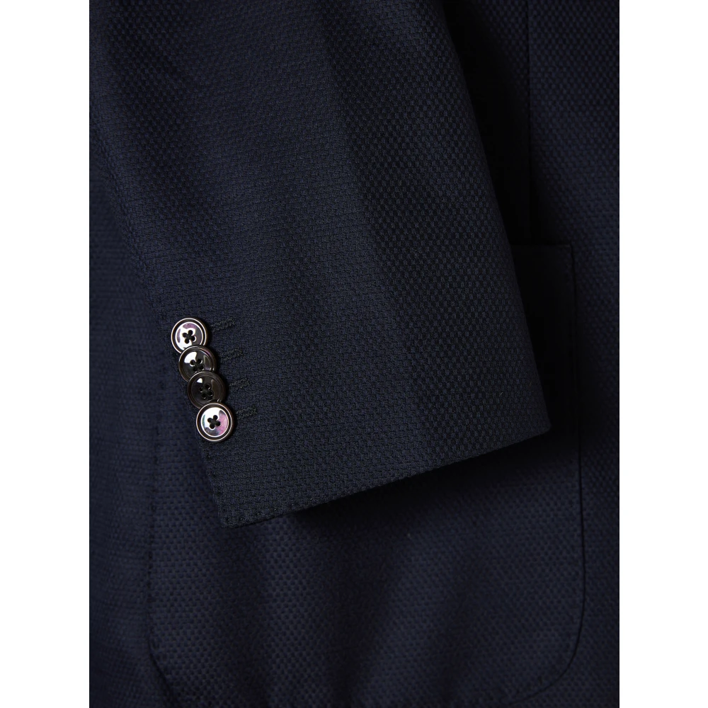 Hugo Boss Wol Katoenen Jas met 2 Knopen Blue Heren