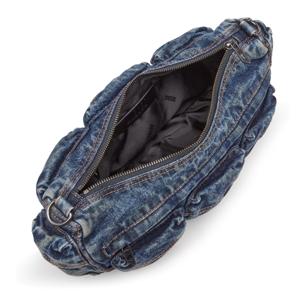 Diesel Travel 3000 Shoulder Bag X Multipocket bag in treated denim Blue Dames
