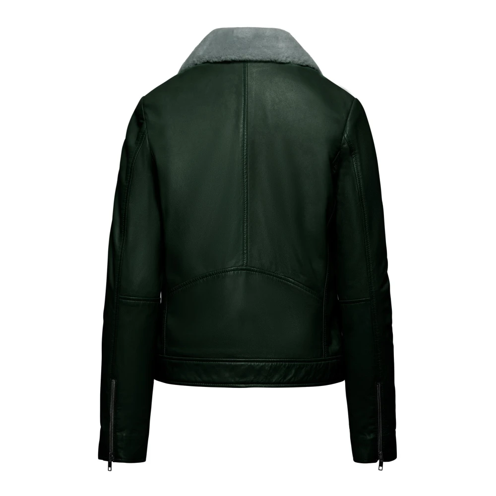 BomBoogie Gewaagde en Vrouwelijke Leren Jas Green Dames