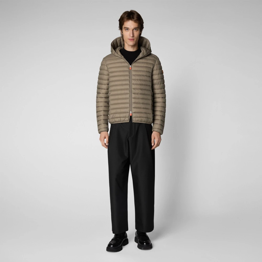 Save The Duck Hooded Puffer Jacket Beige Heren