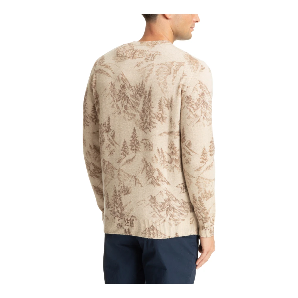 MC2 Saint Barth Abstract Multikleur Trui met Logo Borduursels Beige Heren