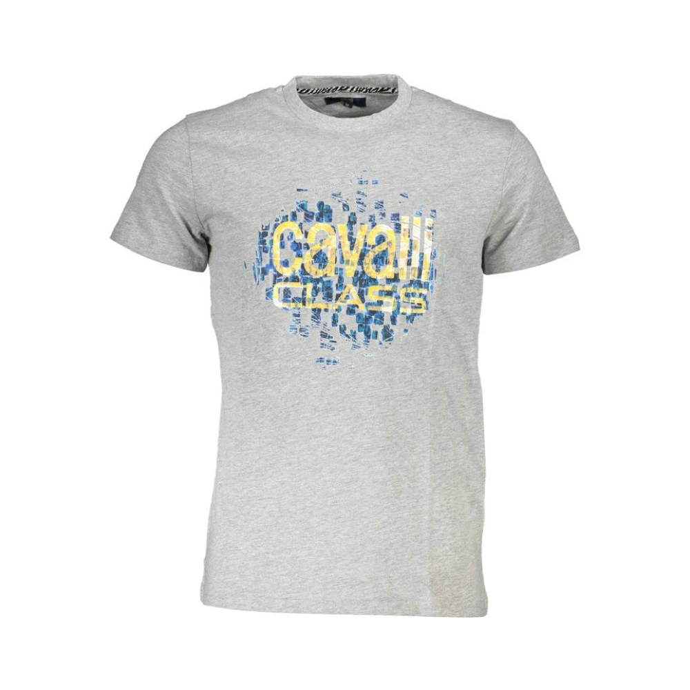 Cavalli Class Men's Gray T-Shirts, Xl, Brown Cotton T-Shirt