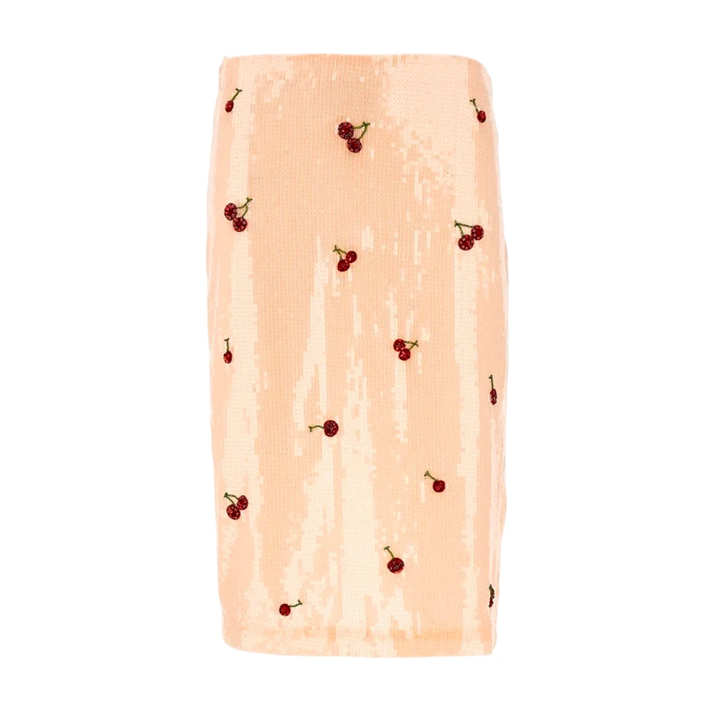 DES Phemmes Kersen Paillet Knielengte Rok Beige Dames