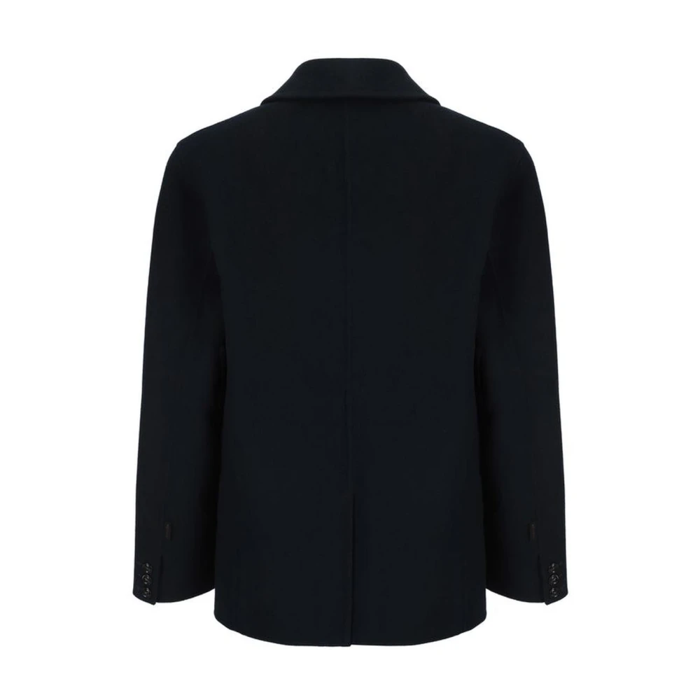 Woolrich Contrasterende Knoop Wollen Blazer Jas Revers Blue Dames